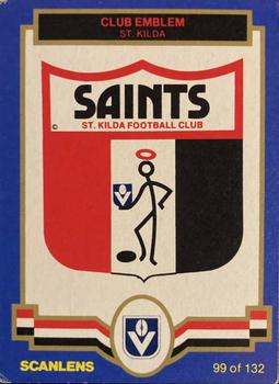1986 Scanlens VFL #99 St. Kilda Saints Front
